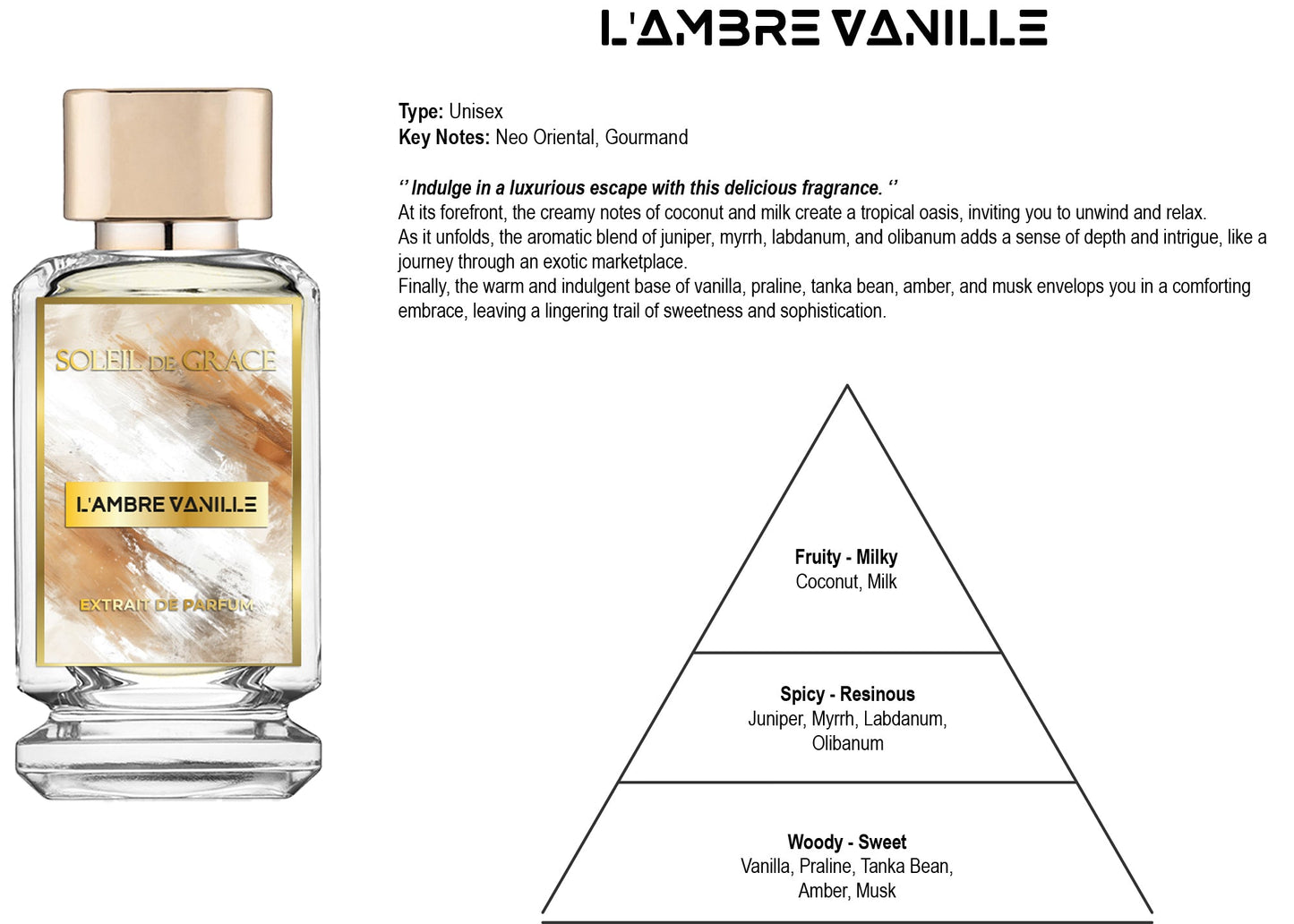 L'AMBRE VANILLE SOLEIL De GRACE